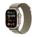 Apple Watch Ultra 2 (GPS + Cellular 49 mm) Smartwatch - Robuuste kast van titanium - Olijf Alpine‑bandje Medium. Conditie bijhouden, nauwkeurige gps, 