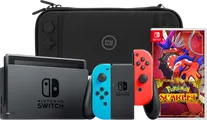Nintendo Switch Rood/Blauw + Pokemon Scarlet + BlueBuilt Beschermhoes
