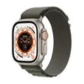 Apple Watch Ultra (GPS + Cellular, 49mm) Smartklocka - titanboett - bergsloop grön – S. Träningsmätare, precisions-gps, aktiveringsknapp, extra lång b