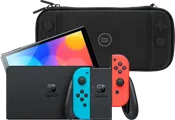 Nintendo Switch OLED Blau/Rot + BlueBuilt Schutzhülle