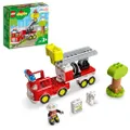 LEGO DUPLO Town Brandweerauto, Speelgoed Vrachtwagen met Zwaailicht en Sirene, Plus Brandweer- en Dieren Figuren, Educatief Cadeau voor Peuters vanaf 