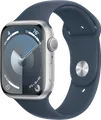 Apple Watch Series 9 45 mm Silber Aluminium Sportarmband Blau M/L
