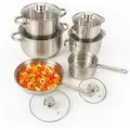 HOOZ Topf-Set Edelstahl Topfset 12-teilig u2013 Fu00fcr alle Herdarten inkl. Induktion, Edelstahl (Set, 5-tlg., 12-teiliges Edelstahl-Topfset fu00fcr 