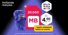 20 GB data voor 4,50 p/mnd (eerste 12 mnd) (Sim Only)