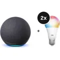 Amazon Echo Dot (5th Gen) + tink Basics White & Color E27 Bulb mit Matter - 2er-Set