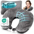 Heimwert Reiskussen, 2-in-1 nekkussen, steunkussen, nekkussen, 37 x 27 cm, reiskussen voor vliegtuig, camping, reizen, ergonomisch hoofdkussen met mic