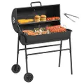 YITAHOME M Grillwagen Smoker Holzkohlegrill mit Gusseisenrost & Emaille-Pfanne - Mobiler BBQ Grill für Garten, Camping, Outdoor - Inkl. Thermometer, K