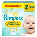 Pampers Premium Protection Maat 2, 240 Luiers, 4kg-8kg, Dubbele Bescherming voor de Huid en Tegen Lekken
