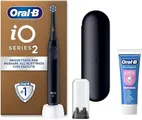 Oral-B Oplaadbare elektrische tandenborstel iO 2 zwart, 1 reservekop, 1 reisetui, 1 borstelkophouder + 1 tandpasta Oral-B
