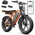 SISIGAD E-Bike Mountainbike 20'' Fat Tire 250W Motor, 48V 15Ah, herausnehmbarem Akku, fatbike, APP, Shimano, Heckmotor, 720 Wh, 7-Gang-Schaltung, 4 Fa