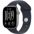 Apple Watch Series 12 GPS 46mm Space Grey Aluminium Gehäuse mit Navy Blue Sport Band - M/L