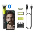 De authentieke Philips OneBlade 360 met connectiviteit, elektrische baardtrimmer, scheerapparaat en bodygroomer, 1x360-mesje voor gezicht, 5-in-1 vers
