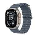 Apple Watch Ultra 3 GPS + Cellular 49 mm Premium hardloop- en multisport-smartwatch met robuuste kast van naturel titanium, ankerblauw Ocean‑bandje. G