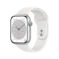 Apple Watch Series 8 GPS, boîtier Aluminium Argent 45 mm avec Bracelet Sport Blanc