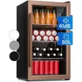 Klarstein Getränkekühlschrank Beersafe XXL Kühlschrank 80L 3 Böden Panoramaglastür Kupferlook LED 10041893, 84.5 cm hoch, 47.4 cm breit, Bierkühlschra