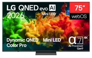 LG 75QNED80B6A - TV 75 inch, 4K QNED EVO MiniLED, Smart TV, WebOS 26, processor α7 AI Gen9, 4K Super Upscaling, HDR10 en Dolby Digital Plus, Alexa/Goo
