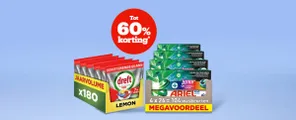 Tot 60% korting op o.a. Ariel, Dreft & Swiffer