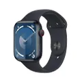 Apple Watch Series 9 (GPS + Cellular 45 mm) Smartwatch - Kast van middernacht aluminium - Middernacht sportbandje M/L. Conditie bijhouden, Saturatie-a