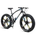 HTDRE Mountainbike voor jongens, meisjes, mannen en vrouwen, Fatbike voor volwassenen, frame van koolstofstaal, hardtail, schijfrem, oranje spaken, 27