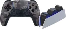 Sony PlayStation 5 DualSense Draadloze Controller Grey Camo + BlueBuilt Oplaadstation