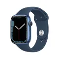 Apple Watch Series 7 (GPS, 45MM) -Blue Aluminum Case with Abyss Blue Sport Band (Renewed)