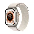 Apple Watch Ultra (GPS + Cellular, 49mm) smartwatch - kast van titanium Sterrenlicht Alpine‑bandje - S. Conditie bijhouden, nauwkeurige gps, actieknop