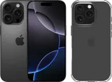 Apple iPhone 16 Pro 256 Go Titane Noir + BlueBuilt Protective Back Cover Transparent