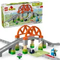 LEGO DUPLO Town Eisenbahnbrücke und Schienen – Erweiterungsset, Geschenk für Kleinkinder ab 2 Jahren, Set zum Bauen und Umbauen, entwicklungsfördernde