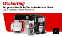 15% korting op geselecteerde koffie- en keukenmachines