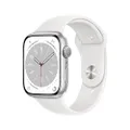 JNHCD - Apple Watch Series 8 (GPS, 45 mm) - Cassa in Alluminio Argento met Cinturino Sport Bianco, standaard (Ricondizionato)