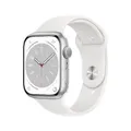 Apple Watch Series 8 GPS 45mm Aluminium Silber Sportarmband Weiß