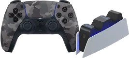 Sony PlayStation 5 DualSense Draadloze Controller Grey Camo + BlueBuilt Oplaadstation
