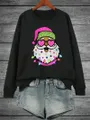 Santa Claus Print Lange Mouw Pullover Sweatshirt