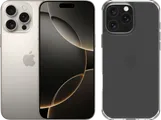 Apple iPhone 16 Pro Max 256 Go Titane Naturel + BlueBuilt Back Cover Transparent