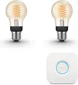 Philips Hue Starterspakket Filament E27 Lichtbron met Bridge &#8211; White &#8211; Ø 60 mm &#8211; 2 x 7W &#8211; Bluetooth