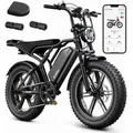 SISIGAD E-Bike Mountainbike 20'' Fat Tire 250W Motor, 48V 15Ah, herausnehmbarem Akku, fatbike, APP, Shimano, Heckmotor, 720 Wh, 7-Gang-Schaltung, 4 Fa