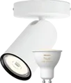 Philips Pongee opbouwspot - 1 spot - wit + Philips Hue White Ambiance GU10