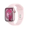 Apple Watch Series 9 (GPS + Cellular 45 mm) Smartwatch - Kast van roze aluminium - Lichtroze sportbandje S/M. Conditie bijhouden, Saturatie-app en Ecg