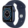 Apple Watch Series 6 GPS, 44 mm kast van blauw aluminium met marineblauw sportbandje