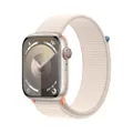 Apple Watch Series 9 (GPS + Cellular 45 mm) Smartwatch - Kast van sterrenlicht aluminium - Sterrenlicht geweven sportbandje. Conditie bijhouden, Satur