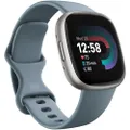 Fitbit Versa 4 sporthorloge met geïntegreerde GPS en batterijduur tot 6 dagen, compatibel met Android en iOS, watervalblauw/platina-aluminium
