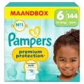 Pampers Premium Protection Maat 6, 144 Luiers, 13kg-18kg, Dubbele Bescherming voor de Huid en Tegen Lekken
