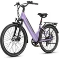 BEKUP E-Bike Cityrad Herren u. Damen 26 Zoll Fatbike mit 250 W Heckmotor bis zu 120 km, 7 Gang Shimano Shimano Tourney TZ Schaltwerk, Kettenschaltung,