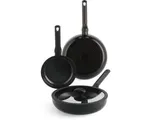 BK Enjoy 3-delige pannenset - Ø20/28cm koekenpannen en hapjespan met deksel Ø 28cm - PFAS vrij - zwart - koelgrepen - ovenbestendig tot 160°
