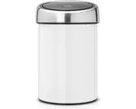 Brabantia Touch Bin Prullenbak - 3 liter - Badkamer - White / Brilliant Steel deksel