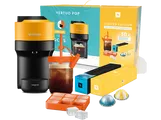 Magimix Nespresso Vertuo Pop Mango Yellow + 20 Capsules Tumbler Ijsblokjesvorm Geel