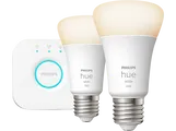 Kit bombillas Bluetooth &#8211; Inicio Hue Bridge + 2 Bombillas inteligentes E27 Philips Hue, 9.5W 1100 lm, Luz Cálida regulable