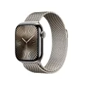 Apple Watch Series 10 GPS + Cellular 42 mm Smartwatch with Natural Titanium Case with Natural Milanese Loop - One Size. Fitness Tracker, ECG App, Alwa