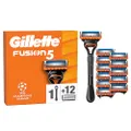 Gillette Fusion5 Rasierer für Männer — Inkl. 1 Gillette Nassrasierer, 12 Ersatzklingen mit Gleitstreifen für ein Sanftes Gleiten und 5 Klingen für ein