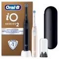 Oral-B iO 2 DUO Night Black en Calm Pink Elektrische Tandenborstels, 2 Opzetborstel, 1 Reisetui, 1 Reisopzetborstelhouder, Ontworpen door Braun